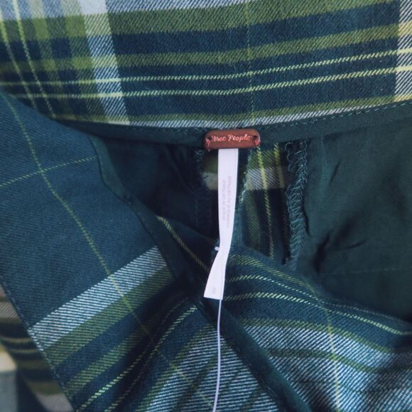 FREE PEOPLE NWT Acadia Green Combo Demi Plaid Pants Size 8 Cropped Wide Leg Punk - Picture 8 of 12